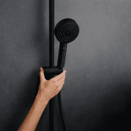 Hansgrohe Pulsify S Puro Aufputz-Duschsystem mit Thermostat schwarz matt