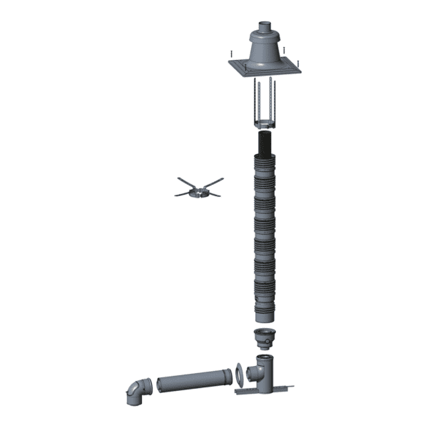 WOLF Anschluss-Set DN60/100 - C33x DN83/125 flex. im Schacht, Abdeckung PP