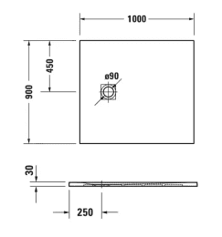 Duravit Sustano Duschtasse 100x90 cm, DuraSolid, Creme matt