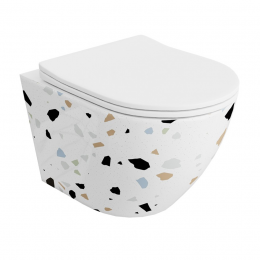 Sofi Slim Stone Wand-WC Set spülrandlos mit WC Sitz softclose
