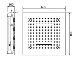 Steinberg 390 Kopfbrause, 60x60 cm, 3 Strahlarten, mit LED, schwarz matt