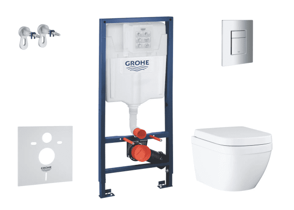 Grohe Solido Wand-WC Set SoftClose, Triple Vortex, Betätigungsplatte Even, Chrom