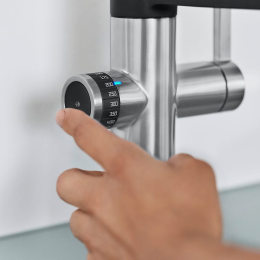 Blanco EVOL-S Pro Spültischarmatur mit flexiblem Arm, Spülbrause und Filterfunktion, edelstahl gebür