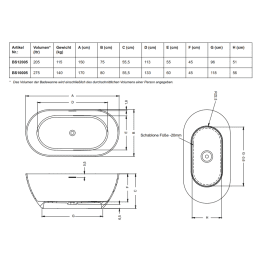 Riho BILBAO 170x80x55,5 matt Kein System / freistehende Wanne