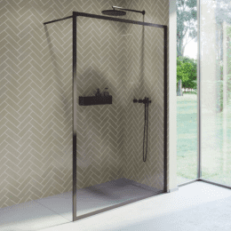 Riho Lucid GD400 Duschwand aus Klarglas für Walk-In-Dusche schwarz matt