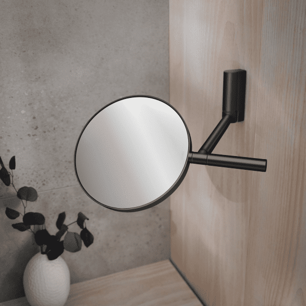 Keuco PLAN Kosmetikspiegel, Vergrößerung 1-fach, 5-fach schwarz matt