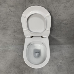 PREMIUM 100 Wand-Tiefspül-WC-SET SLIM, spülrandlos, oval, mit slim WC-Sitz