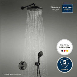 Grohe Vitalio Start Duschset mit Unterputz-Thermostat, Durchmesser 25 cm, 2 Strahlarten, mattschwarz