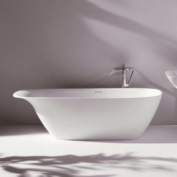 LAUFEN INO freistehende Ovalbadewanne 180 x 80 cm – Mineralguss in Weiß matt