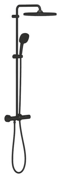 Grohe Tempesta Cube - Duschset mit Thermostat, 25x25 cm, 2 Strahlarten, schwarz matt