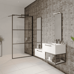 Riho Grid 400 Duschwand aus Klarglas für Walk-In-Dusche schwarz matt, Höhe 200 cm