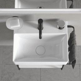 Duravit DuraSquare Handwaschbecken 45x35 cm, mit 1 Hahnloch, DuraCeram, mit WonderGliss, Alpinweiß