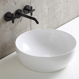 evenes Aufsatz-Waschtisch Elanda 400x400 mm ohne Hahnloch Keramik weiß glänzend