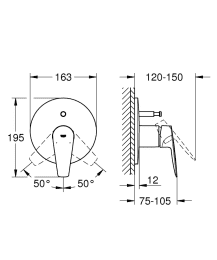 Grohe BauEdge Unterputzarmatur, für 2 Verbraucher, Chrom Grohe BauEdge Unterputzarmatur, für 2 Verbraucher, Chrom
