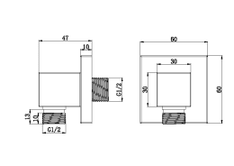 Avenraius Brause-Wandanschlußbogen Messing verchromt eckig