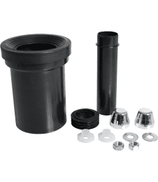 WC-Anschlußgarnitur mit Abflußrohr 110mm mit verchromten Kappen