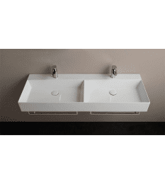 evenes Doppelwaschtisch Elayla 1220x130x450 mm ohne Hahnloch Keramik weiß