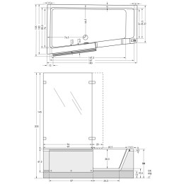 repaBAD Easy-in Duschbadewanne 180 x 100/75 x 46 cm