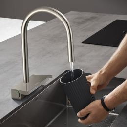 Hansgrohe Aquno Select M81 Küchenarmatur, ausziehbar, schwenkbar edelstahl gebürstet