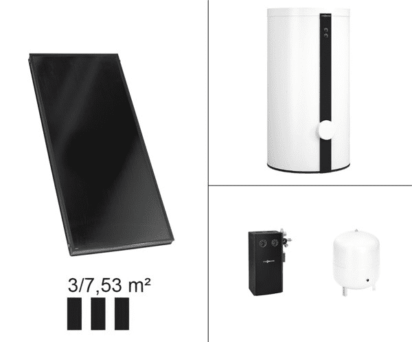 Viessmann Paket Vitosol 200-FM SV2F, 6,9m², TW Vitocell 100-B 400l CVB vitopearlwhite
