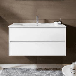 Riho Porto Wave 80 x 46 cm Waschtisch mit Waschtischunterschrank und LED-Spiegelschrank