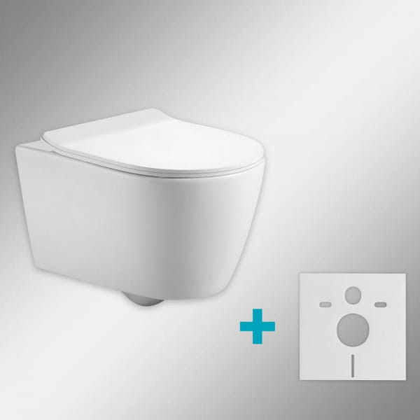 PREMIUM 100 Wand-Tiefspül-WC-SET, spülrandlos, oval, mit slim WC-Sitz