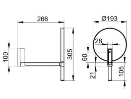 Keuco PLAN Kosmetikspiegel, Vergrößerung 1-fach, 5-fach schwarz matt
