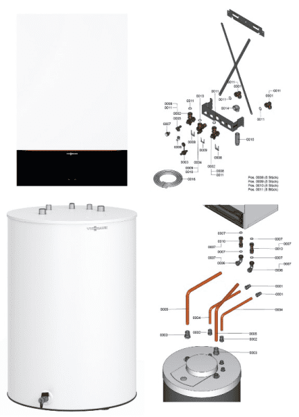 Viessmann Paket Vitodens 200-W B2HH 11 kW Um. 3.5" mit Vitocell 100-W CUGB 120L
