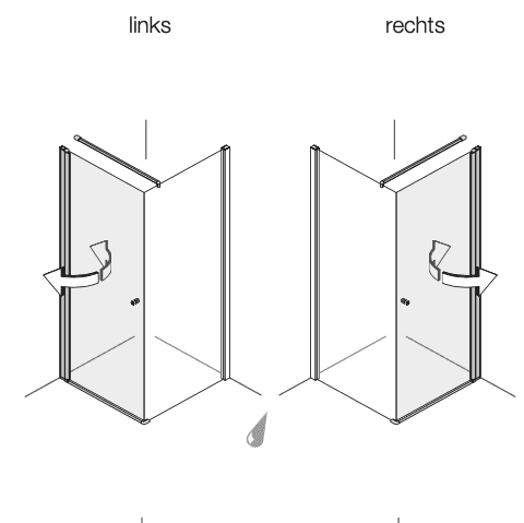 Artweger Prestige Pendeltür zu Seitenwand Höhe 2000 mm
