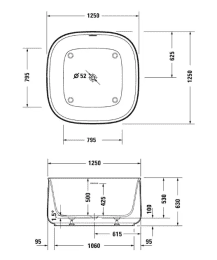 Duravit Zencha freistehende Badewanne, softcube 1250x1250 mm weiß matt