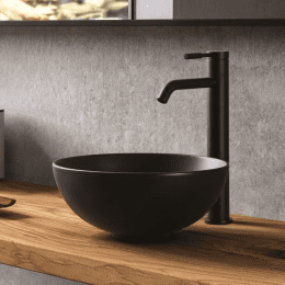 PREMIUM 100 Waschtisch-Einhandbatterie mit Ablaufgarnitur, extrahoch schwarz matt