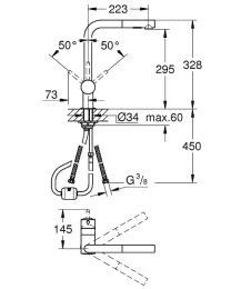 Grohe Minta Spültischarmatur mit ausziehbarer Geschirrbrause, verchromt