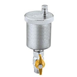 CALEFFI Solar-Schnellentlüfter Typ 250, DN10(3/8") AG mit Absperrkugelhahn, Messing verchromt