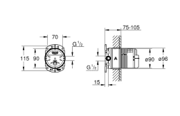 Grohe Rainshower Einbaukörper für Unterputzmontage DN 15, universal, verchromt