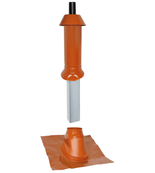 Mündungspaket Skobifix XXs Schrägdach 35 Grad - 55 Grad, DN 80/125 rot, 0,4m